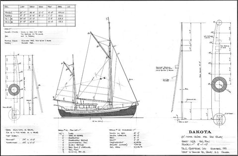 45 ft Gaff-Rigged Motor Sailer "Dakota", Design #114